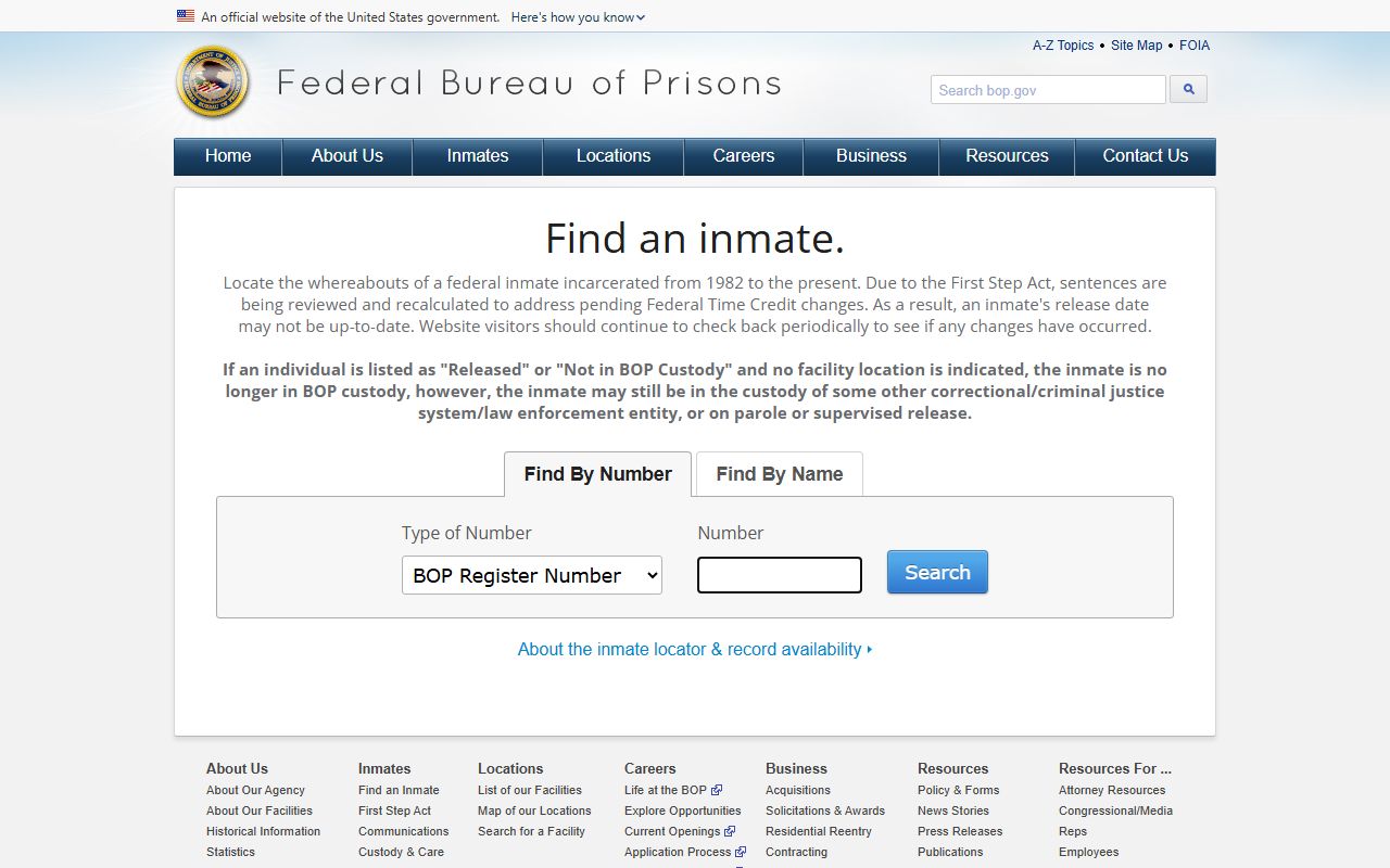BOP inmate locator fields for FCI Lewisburg inmate search